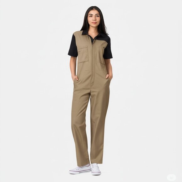Triple Five Soul Women's Two-Tone Tan/Olive Jumpsuit Size XS - Picture 1 of 6